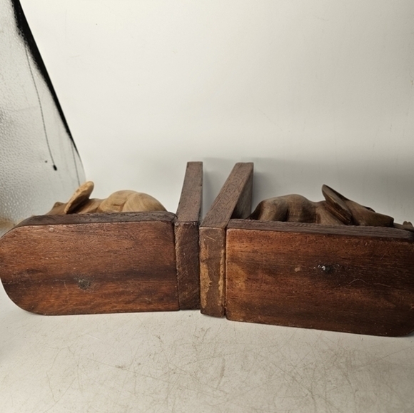 A pair‎ of wooden hand carved elephant bookends - Picture 5 of 10